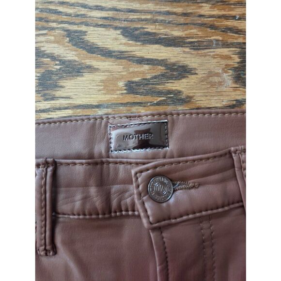 MOTHER The Insider Faux-Leather Ankle Flare Jeans in Faux Show Tortoise Shell sz - Picture 3 of 6